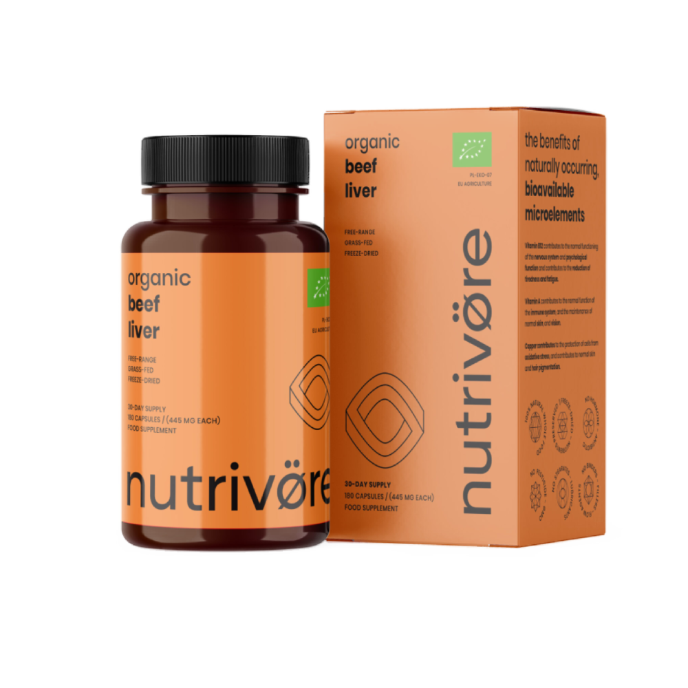 NUTRIVORE Beef Liver Ekologiškos jaučio kepenėlės kapsulėse 90kaps ...